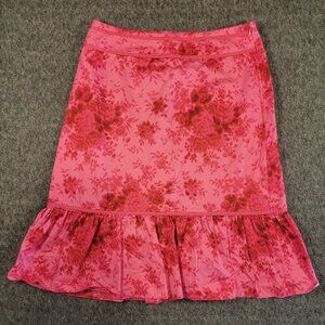 Ann Taylor Hot Pink Floral Ruffle Midi Tulip Skirt Sz 4 Y2K